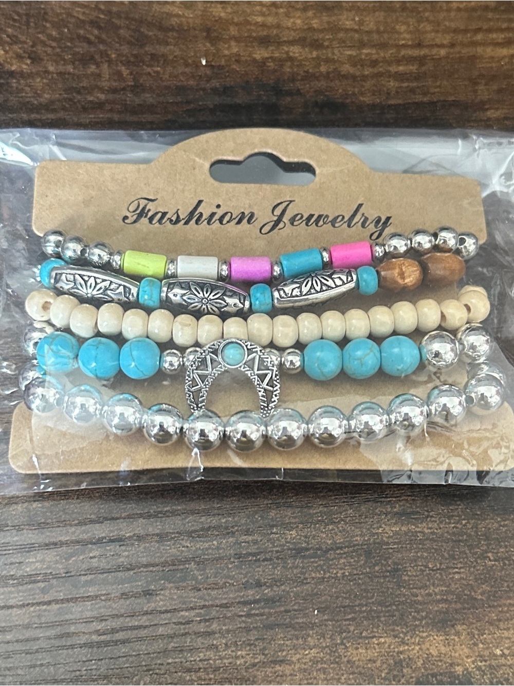 Boho Turquoise and Silver Beaded Bracelet Set